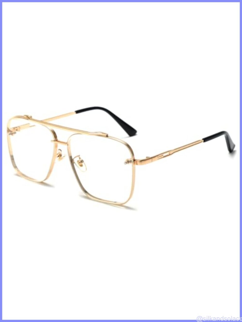 Oversized Square Aviator Sunglasses Metal Frame Gradient Lens UV Protection